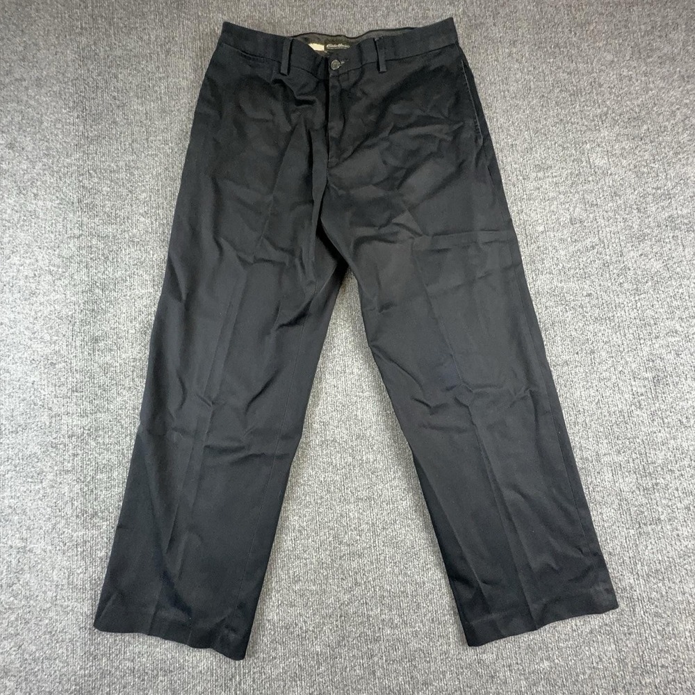 Eddie Bauer Pants Mens 35x29 Black Wrinkle Resistant Classic Fit Chino Casual